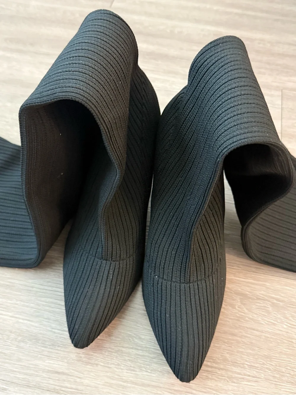 Fashion Nova Black Ribbed Over-the-Knee Block Heel Boots